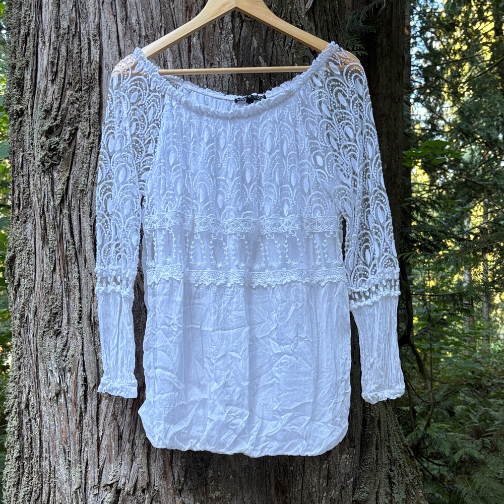 CHARLIE B White Lace Blouse made in Italy